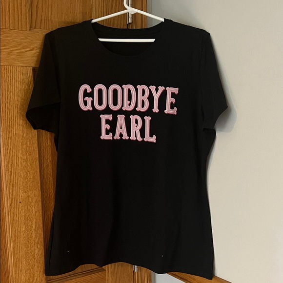Black T-Shirt with Pink 'Goodbye Earl' Text - Picture 1 of 2